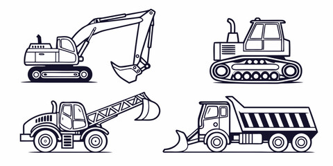 Construction vehicles including excavator and dump truck © jaman