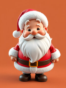 cute tubby 3d illustration of santa claus figurine isolated on a brown background