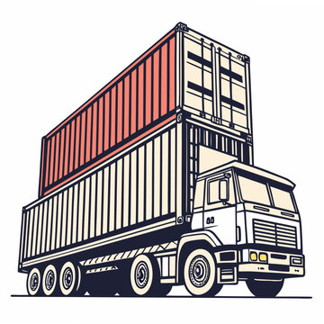 A large truck with two shipping containers on the back