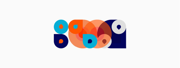 Fototapeta premium Abstract colorful shapes overlap, creating dynamic composition. Circles, squares, curves suggest movement, energy, modern design.