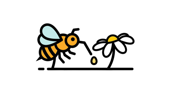 Bee collecting nectar from flower 3.
