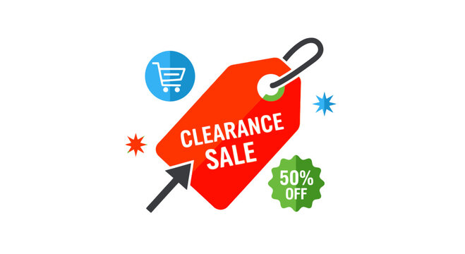 Red Clearance Sale Discount Tag Icon.