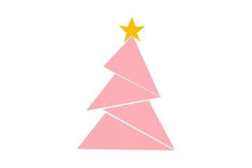 Fototapeta premium A cute pink Christmas tree made of paper is placed on a transparent background.