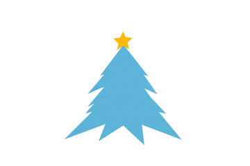 Fototapeta premium A cute light blue Christmas tree made of paper is placed on a transparent background.