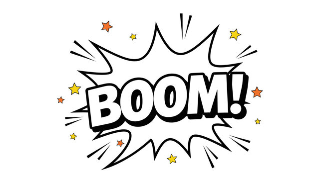 Comic book explosion boom speech bubble.