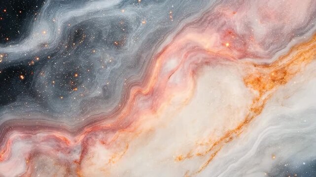 Swirling marble patterns filled with galaxy-inspired stars create a cosmic atmosphere in vibrant colors