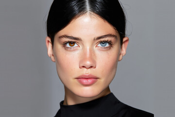Fototapeta premium Young woman with heterochromia different colored eyes