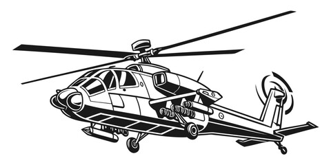 A black and white helicopter with a large rotor © Meraj