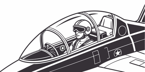 Pilot in a fighter jet cockpit wearing a helmet © Meraj