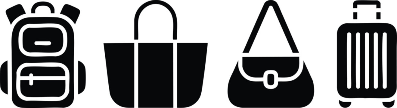 Travel Essentials and Daily Routine Icon Set.