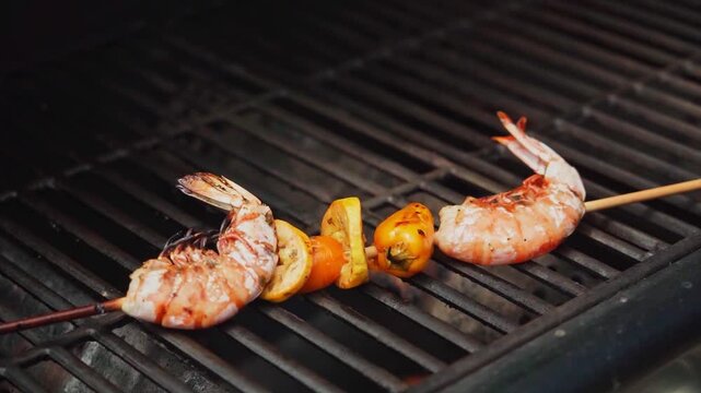 Close-up Video of Delicious Food Sizzling on a Hot Grill