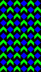 Obraz premium Green Chevron and Blue Diamond Repeating Pattern