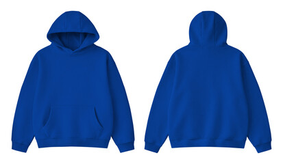 Blank Blue Hoodie Front and Back Mockup Isolated on Transparent Background © Drip