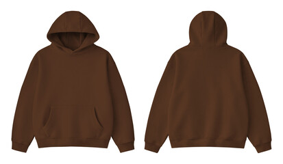 Blank Brown Hoodie Front and Back Mockup Isolated on Transparent Background © Drip