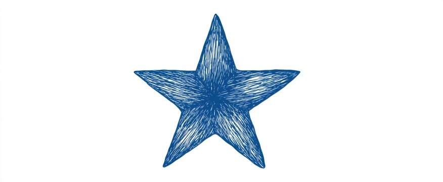 Minimalist blue hand-drawn star icon for branding stickers and celestial themes.