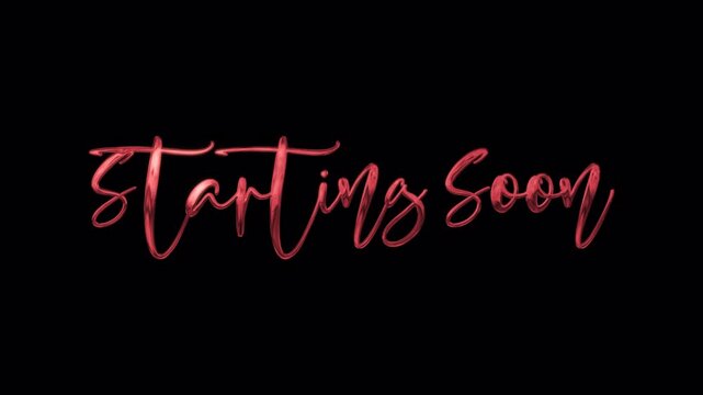 Starting Soon text animation with glowing pink neon effect on black background.