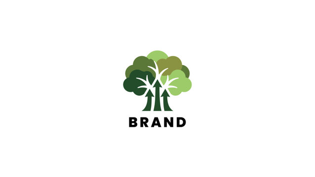 Creative logo design featuring stylized green trees with upward arrow elements, representing sustainable growth, ecological progress, and positive environmental impact