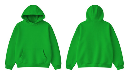 Blank Light Green Hoodie Front and Back Mockup Isolated on Transparent Background © Drip