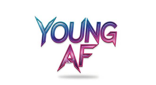 a colorful logo with the words young af on a white background close up detail view natural lighting