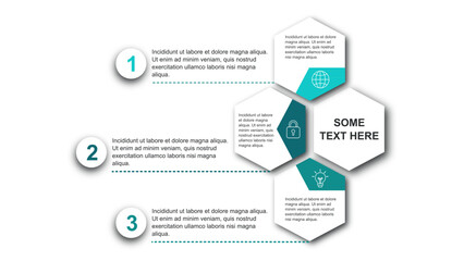 Naklejka premium modern design template for infographics. Infographic template for business. Business infographic template. 3 Step timeline journey. Process diagram, 3 options on white background, Infograph elements,