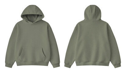Blank Sage Green Hoodie Front and Back Mockup Isolated on Transparent Background © Drip