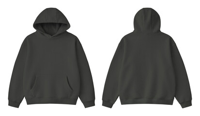 Blank Soft Grey Hoodie Front and Back Mockup Isolated on Transparent Background © Drip