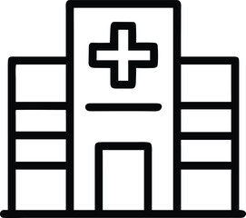 Obraz premium Hospital Building Icon with Plus Symbol medical healthcare
