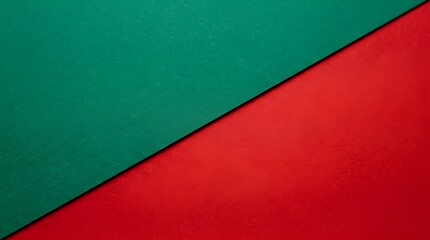 Fototapeta premium Abstract Geometric Background of Red and Green Textured Paper Divided Diagonally