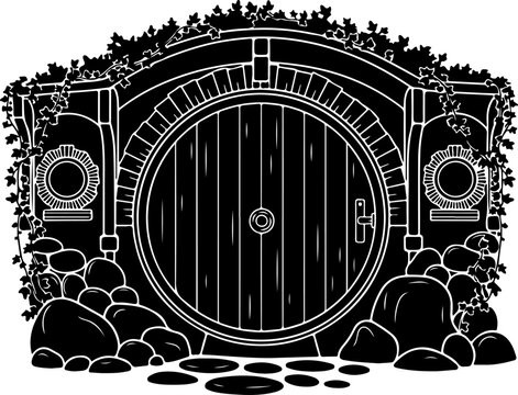 Round Hobbit Style Door silhouette vector illustration