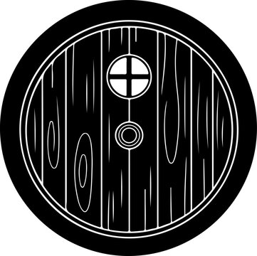 Round Hobbit Style Door silhouette vector illustration