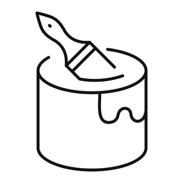 An icon of a paint can with a brush inside. Suitable for home improvement, crafting, and art projects.