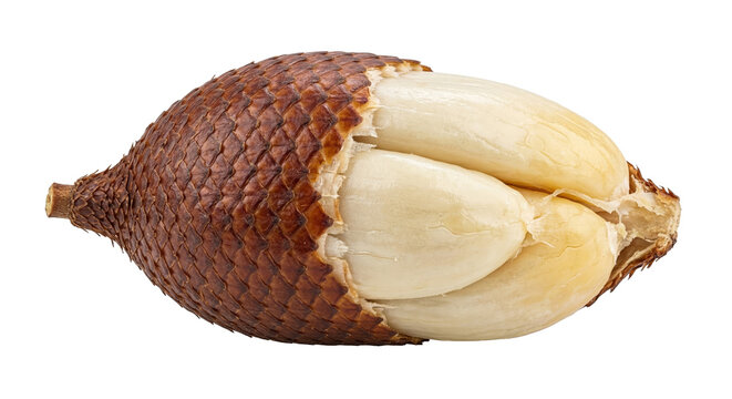 Peeled salak snake fruit showing white flesh on transparent background PNG