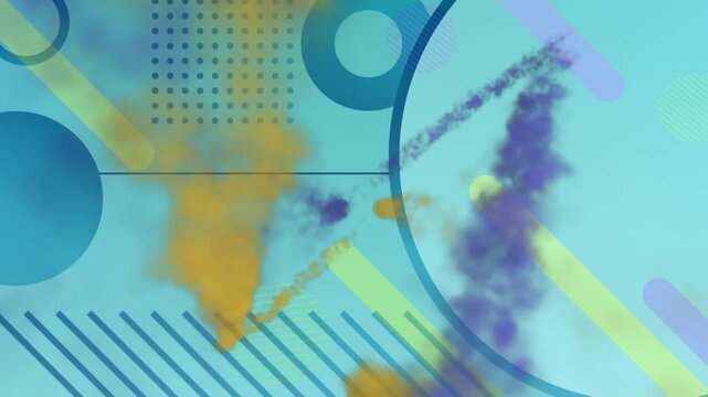 Animation of shapes moving over smoke trails