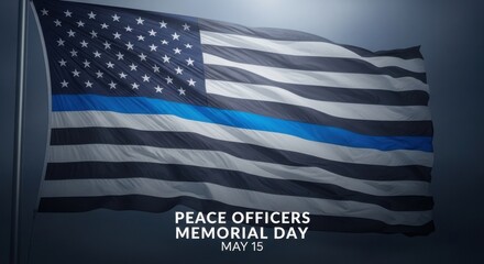 Obraz premium American flag with blue line for Peace Officers Memorial Day