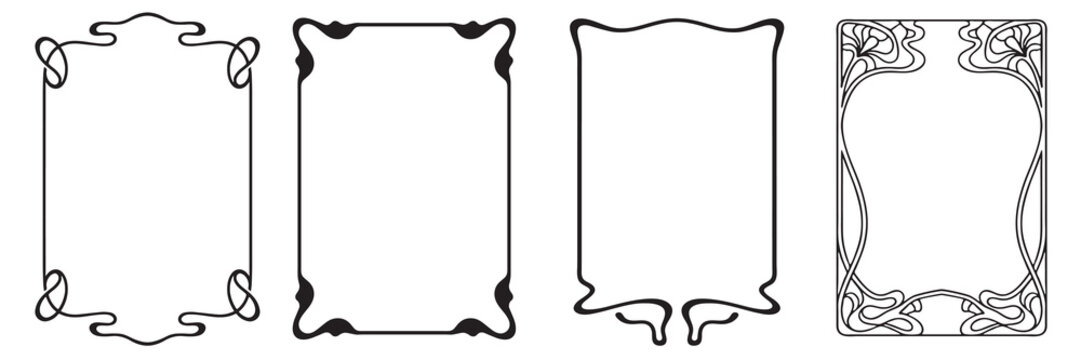 Frames with style Art Nouveau ornament vector set.
