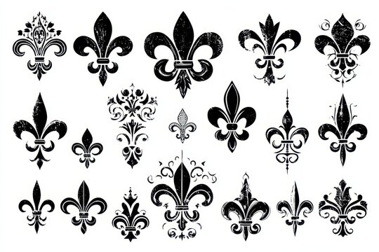 Monochrome Fleur-de-Lis Silhouette Pack for Borders, Ornaments, and Print Design