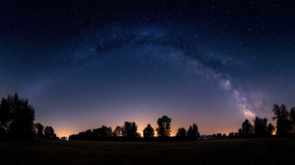 Fototapeta premium Night sky view over landscape milky way galaxy