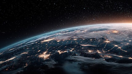 Obraz premium Earth at night from space glowing cities