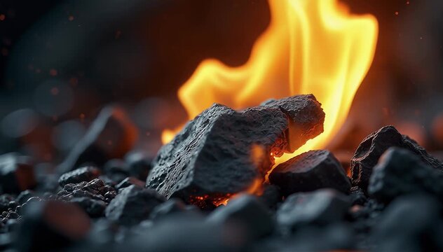 Glowing Coal in Fire Highlighting the Power of Heat