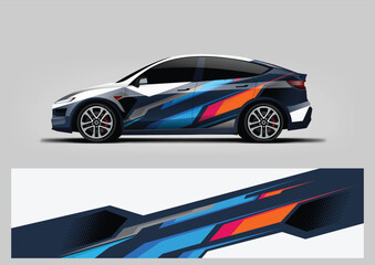 modern car livery graphic vector. abstract background design for vehicle vinyl wrap © Lancar