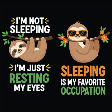 Sloth humor graphic with funny quotes and illustrations