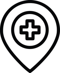 Obraz premium Medical Location Pin Icon Black and White healthcare