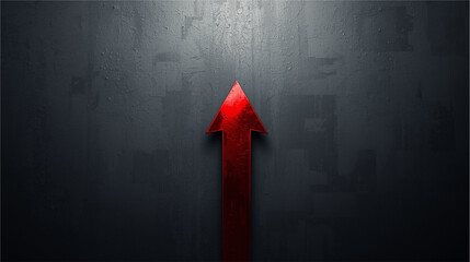 Abstract background of rising red arrow symbolizing crude oil price surge and energy crisis