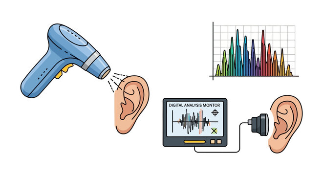 Hearing test with audiometer equipment.
