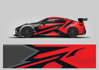 Naklejka premium vehicle wrap graphic vector. abstract red background for car vinyl wrap