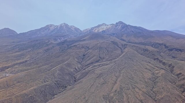 Drone view of Chachani, Peru, near Misti and Pichu Pichu volcanos