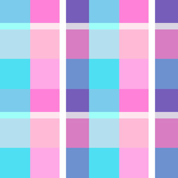 Pink Blue and Purple Gingham Plaid Seamless Pattern