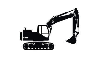 Silhouette of a black excavator on a white background © Lsg 21