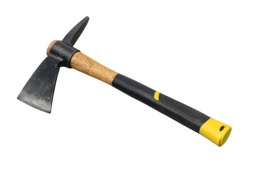 Adze tool with wooden handle and metal blade
