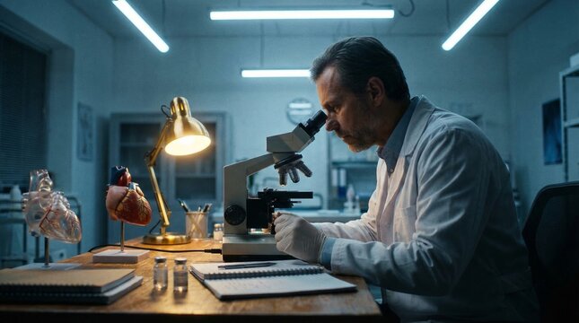 Scientist Using Microscope Laboratory Research Work
